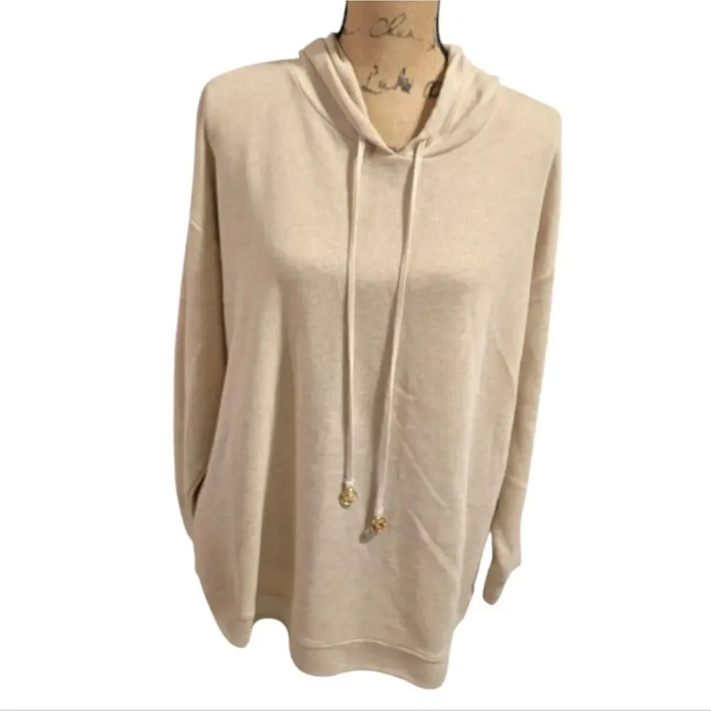Michael Kors Cozy Wheat Relaxed‎ Hooded Long Sleeve Sweater Plus Size 1X New